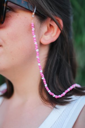 Brillenkoord roze/wit