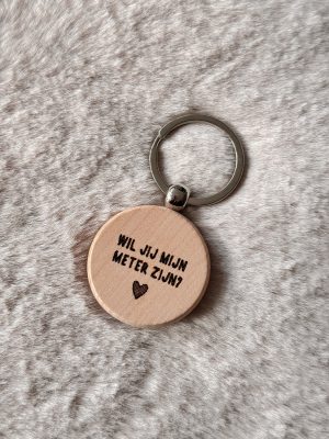Houten sleutelhanger - Meter zijn