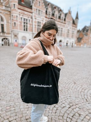 Tas van ribfluweel: zwart