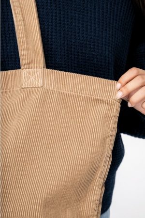 Tas van ribfluweel: khaki - Afbeelding 3