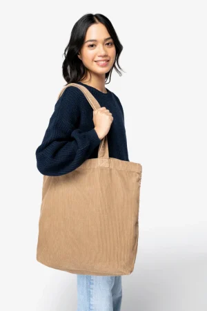 Tas van ribfluweel: khaki - Afbeelding 4
