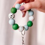 Kralen sleutelhanger: blauw/groen terrazzo