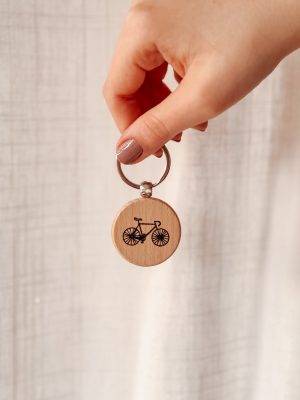 Houten sleutelhanger - fiets