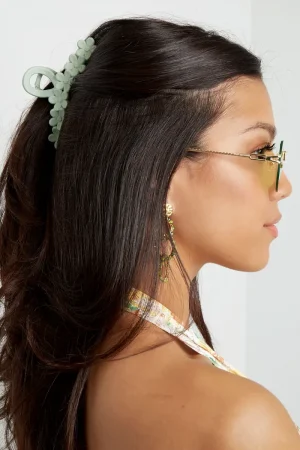 Hairclip bloemen rij lila - Afbeelding 2