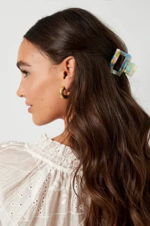 Hairclip medium vierkant blauw mix - Afbeelding 2