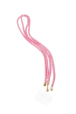 Phone cord cotton roze/wit