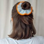 Scrunchie pastelblauw-oranje