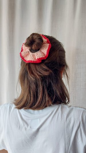 Scrunchie lichtroze-rood