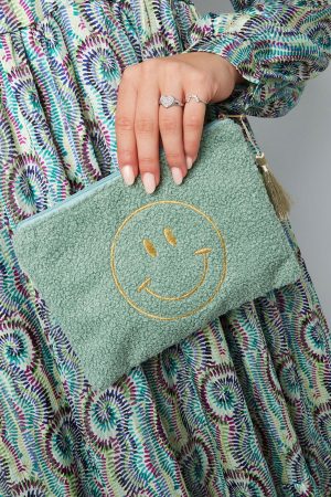 Make-up bag teddy smiley munt
