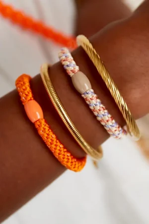Haarrekker / armbandje paars/roze gestreept - Afbeelding 3