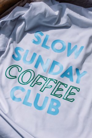 T-shirt slow coffee lichtblauw/groen - Afbeelding 3