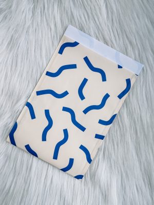 Cadeauzakje m: blauw strepen / 3 stuks