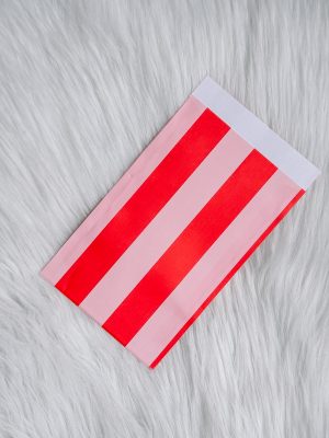 Cadeauzakje s: rode strepen / 3 stuks