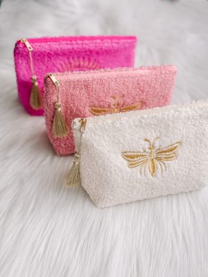 Make-up bag teddy bee lichtroze