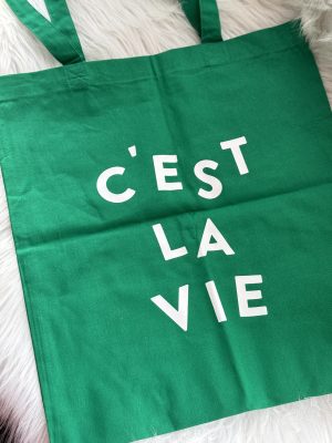 Totebag c'est la vie groen
