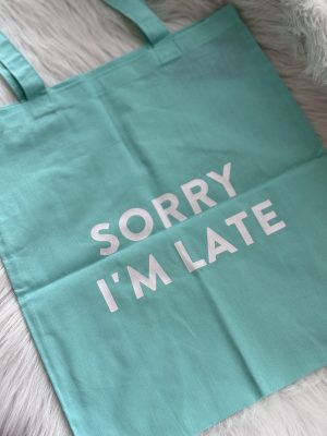 Totebag i'm late cyaan