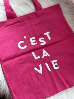 Totebag c'est la vie fushia