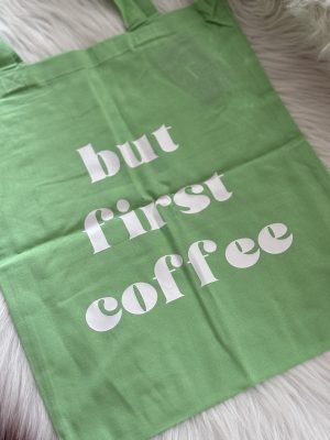 Totebag but first coffee limoen