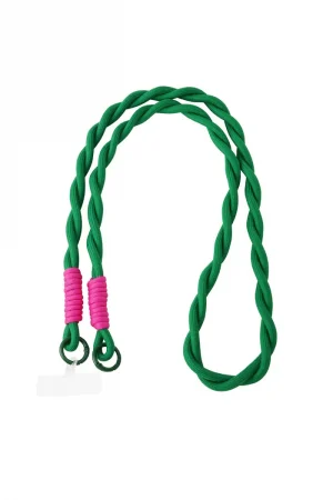 Lange telefoonkoord twisted groen/roze
