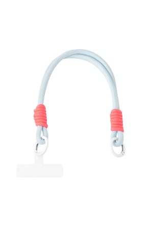 Korte telefoonkoord blauw/koraal