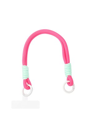 Korte telefoonkoord fushia/munt