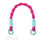 Korte telefoonkoord twisted fushia/blauw