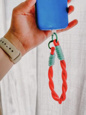 Korte telefoonkoord blauw/koraal - Afbeelding 2