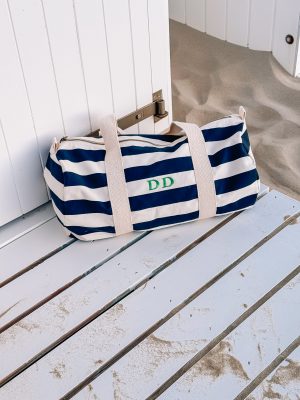 Reis- en logeertas blauw/wit strepen - Afbeelding 2