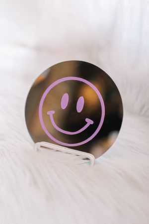 Smiley spiegel lila