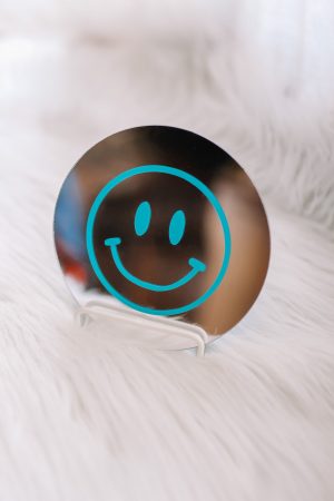 Smiley spiegel blauw
