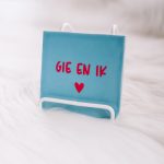Lichtblauwe mozaïek tegel: gie en ik