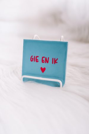 Lichtblauwe mozaïek tegel: gie en ik