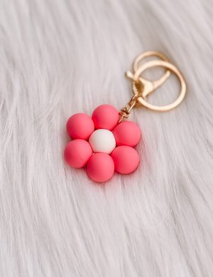 Bloemen sleutelhanger: donkerroze