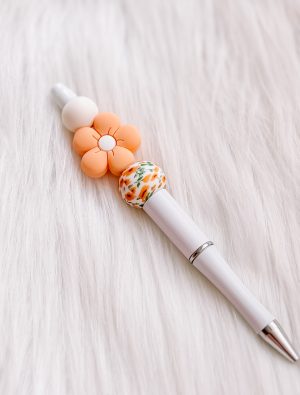 Kralenpen - peach bloem