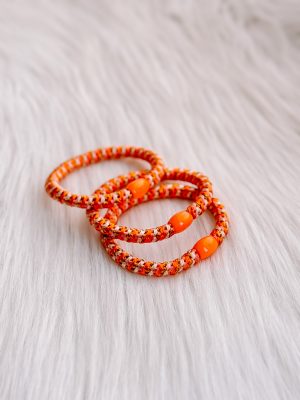 Haarrekker / armbandje oranje strepen