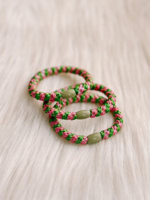 Haarrekker / armbandje lichtgroen/roze