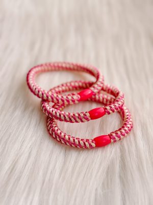 Haarrekker / armbandje roze/wit