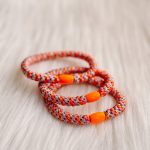 Haarrekker / armbandje paars oranje mix
