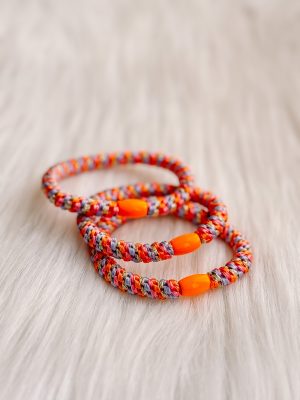 Haarrekker / armbandje paars oranje mix