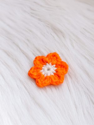 Bloem magneet oranje/wit