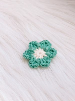 Bloem magneet muntgroen/wit