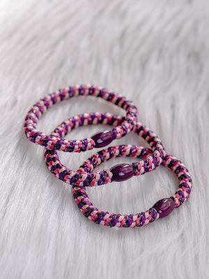 Haarrekker / armbandje paars/roze gestreept