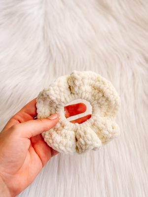 Scrunchie suede wit
