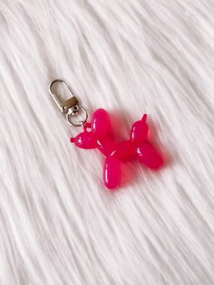 Ballonhondje sleutelhanger glans fushia