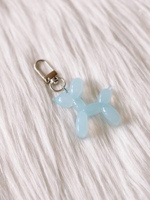 Ballonhondje sleutelhanger glans blauw