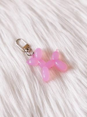 Ballonhondje sleutelhanger glans roze