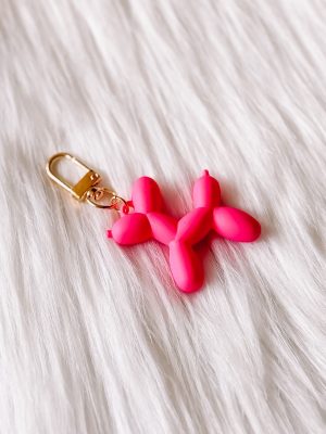 Ballonhondje sleutelhanger mat fushia