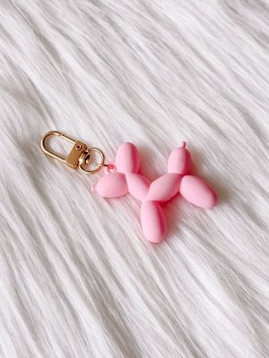 Ballonhondje sleutelhanger mat roze