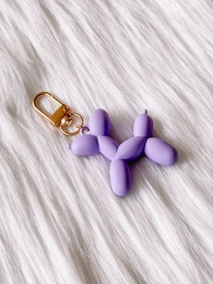 Ballonhondje sleutelhanger mat lila