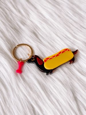 Hond hotdog sleutelhanger